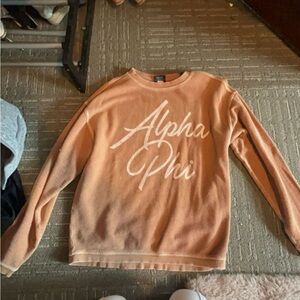 Alpha phi brown thick long sleeve crew top !